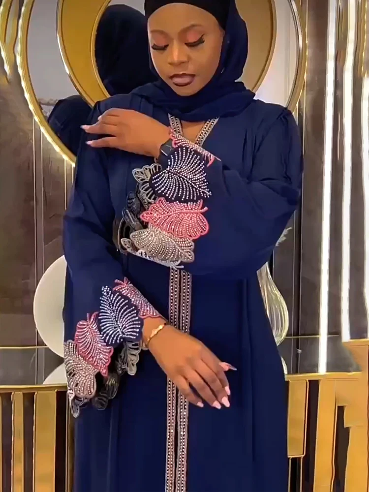 Hijab Abayas pour Femme luxe diamant à manches longues robes dubaï turquie fête robes de soirée Caftan Marocain Femme vêtements musulmans Hijab Abayas pour Femme luxe diamant à manches longues robes dubaï turquie fête robes de soirée Caftan Marocain Femme vêtements musulmans