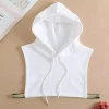 chapeau à capuche faux col à capuche avec bas de pull faux chapeau veste à col montant à capuche détachable, bonnet à cordon de serrage décoratif