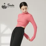 Chemise d&rsquo;entraînement à col haut pour femme, chemise athlétique de yoga sur le côté, cintrée, classique, corps pendant, séparés euse, pratique, manches longues, XL