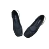 chaussures simples plissées pour femmes, bout carré, ballerines en cuir souple, couleur unie, chaussures de danse élégantes, mocassins à ceinture croisée pour dames