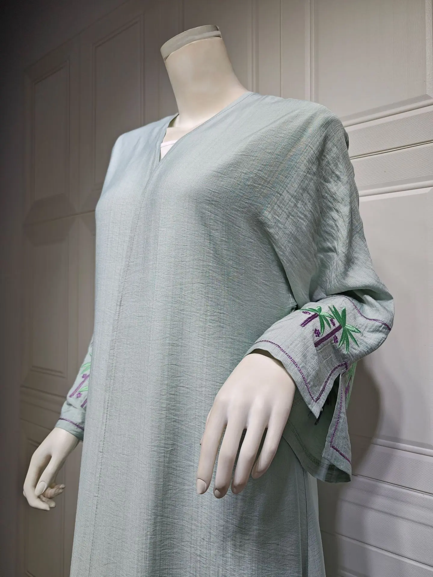 abaya ouverte à manches longues pour femmes musulmanes, kimono ethnique du ramadan, caftan arabe marocain, broderie solide modeste, turquie