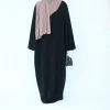 abaya ouvert en velours côtelé d'hiver, kimono de dubaï modeste avec poches, robe pour femme musulmane, cardigan épais et chaud sur le devant avec nœuds