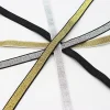 Corde de ceinture élastique or et argent, ruban élastique, accessoires de vêtement bricolage, accessoires de couture, 10mm, 10 m
