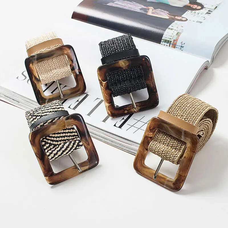 Ceinture en paille ultra large pour femme, ceinture tissée vintage pour femme, ceinture en bois sculpté, ceinture structurée élastique, ceinture décontractée pour robe et chemise, joint de taille