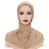 turban hijab artificiel astique simple et décontracté avec lèvent arrière, bonnet de dehors, protection solaire