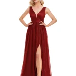 Robe de soirée trapèze élégante, tenue de soirée de luxe, longueur au sol, dos nu, décolleté en v profond, queue de cheval pour femmes, robes de fête de mariage