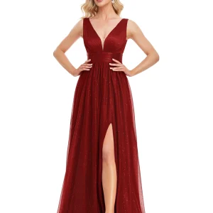 Robe de soirée trapèze élégante, tenue de soirée de luxe, longueur au sol, dos nu, décolleté en v profond, queue de cheval pour femmes, robes de fête de mariage