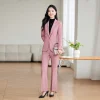 costume marron pour femme, blazer et pantalon slim, haut de gamme, tenue de travail, nouvelle collection automne 2024
