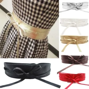 Ceinture à nœud en cuir souple pour femme, accessoires de robe élégants, large bande de taille ronde pour dames et filles