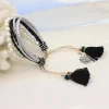 bracelet en cuir multicouche avec pompon pour femme, bijoux faits à la main bohèmes, bracelets de perles ajustables, cadeaux en gros, 216.239.