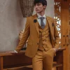 costumes marron pour hommes, 3 pièces, coupe cintrée, sur mesure, blazer à simple boutonnage, gilet, pantalon, vêtements de travail pour marié de mariage, décontracté, personnalisé