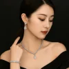 ensemble de bijoux de mariée de luxe vintage, élégant, collier et boucles d'oreilles en zircon, tempérament exquis, bracelet en strass, mariage