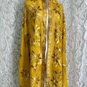 Nouveau 2025 dubaï Style afrique en mousseline de soie Hijab brodé châle Pashmina Turban foulard pour les femmes musulmanes accessoire de mode islamique