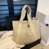 sac à main tissé en paille pour femmes, élégant, vacances, plage, décontracté, fourre tout à poignée supérieure, mode rétro, sacs à bandoulière, 2024