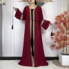 2025 nouveau dubaï dame robe élégante en mousseline de soie ouvert abaya mode femmes robe vêtements islamiques femmes robe de soirée avec écharpe