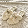 Pantoufles en fourrure élégantes pour femmes, chaussures plates chaudes et moelleuses, sandales d&rsquo;intérieur pour la maison, chaussures haut de gamme, nouvelle mode, 2025