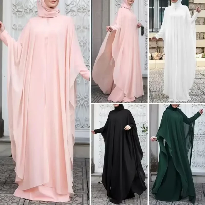 Eid musulman Abayas pour les femmes modeste faux deux pièces robes Islam robes arabe longue Robe Jalabiya Ramadan maroc dubaï caftan Eid musulman Abayas pour les femmes modeste faux deux pièces robes Islam robes arabe longue Robe Jalabiya Ramadan maroc dubaï caftan