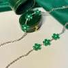 Haute Bijoux 925 argent vif vert émeraude plein diamant trèfle chaîne Bracelet PT900 platine Moissanite Tennis Bracelets Bijoux