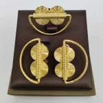 Ensemble de bijoux en or de Dubaï pour femmes, boucles d&rsquo;oreilles clip et bague, bijoux de fête de mariage, accessoires d&rsquo;oreille, nouveau design, 03/Wear