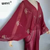 winyi chaud strass perspective sexy col en v robe musulmane abaya dame plage couvrir maillots de bain mode caftan abaya dubaï luxe