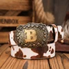une ceinture décontractée, individuelle et rétro, un accessoire vestimentaire ceinture marron en pu, boucle en métal, adaptée aux hommes et aux femmes