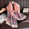 foulard brodé de fleurs pour femme, Élégant, doux, fin, luxe, hijab, châles, wraps, grand, brcorporelle, dentelle, dame