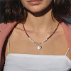 collier avec pendentif en perles naturelles pour femme, petite pierre de clip d'Émeraude, entretoise de document en or, en forme de cœur