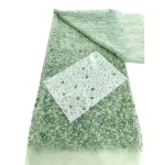 Maille nette africaine brodée avec des paillettes, JIANXI.C-1408.2809, tissu français perlé de dentelle, tissu de dentelle de partie