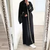 robes longues abayat emberoidery pour femmes, col v, manches longues, caftan ceinturé, robes turques, jilbab, nouveauté, automne