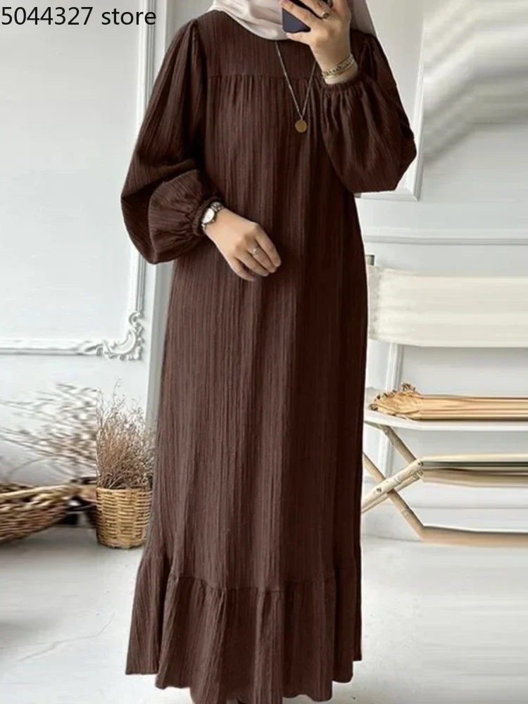 Abaya-Robe musulmane vintage à ourlet à volants pour femmes, robes de soirée marocaines, caftan à lacets pour Ramadan, Islam, Dubaï, robe longue arabe, Eid, 2024 Abaya-Robe musulmane vintage à ourlet à volants pour femmes, robes de soirée marocaines, caftan à lacets pour Ramadan, Islam, Dubaï, robe longue arabe, Eid, 2024