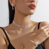 ensemble de bijoux de collier et de bracelet de chaîne de clavicule plaquée argent brillant, accessoires de ciel étoilé minimaliste pour femmes