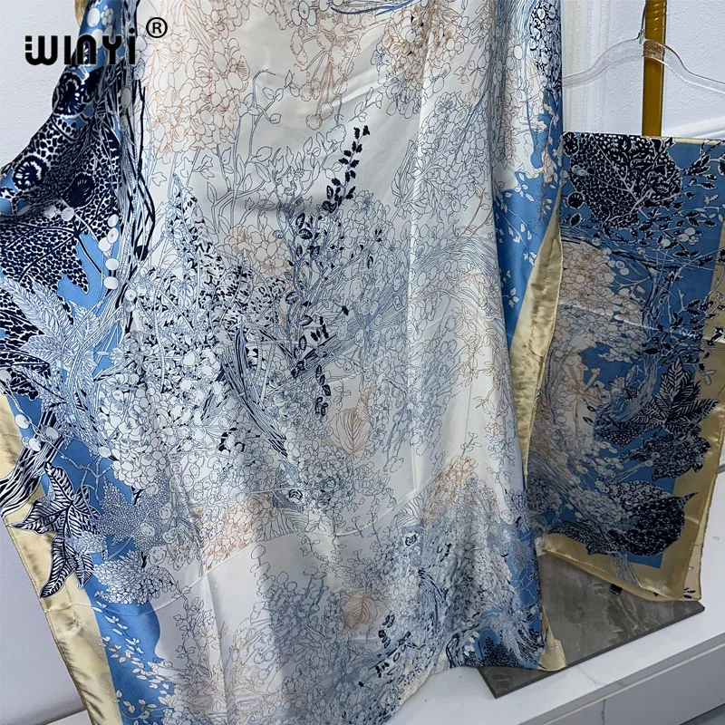 winyi robe caftan à manches longues et col rond pour femmes, abaya dubaï, robe maxi élégante, vêtements de luxe, imprimé bohème africain