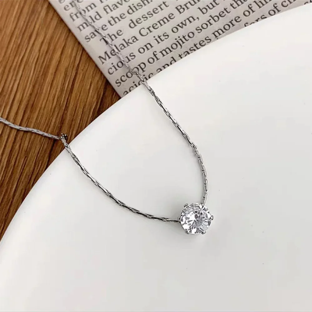 Collier rond en acier inoxydable plaqué or pour femmes, breloque minimaliste en Zircon, chaîne Anti-ternissement, pierre Cz transparente, bijoux pour femmes