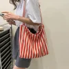 femme décontracté multifonctionnel voyage poignée supérieure sac à main grande capacité toile femmes shopper fourre tout simple rayé sac à bandoulière 2025