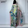 winyi abaya pour femmes musulmanes, robe africaine dubaï, col ras du cou, kaftan imprimé, robe maxi élégante