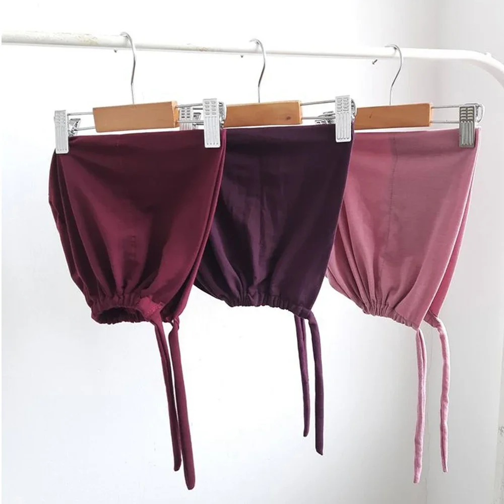 modal musulman turban chapeau intérieur hijab casquettes islamique sous écharpe bonnet inde chapeau femme bandeau turbante mujer hijab casquette avec corde