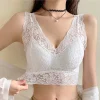 Soutien-gorge en dentelle pour femmes, col en V profond, Lingerie Sexy, sans fil, débardeur, sous-vêtements féminins, dos en V, Bralette rembourrée, Camisole