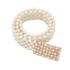 ceinture de taille rétro en perles scintillantes pour femmes, large ceinture élastique en strass, longue chaîne, ceinture de fête