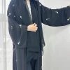 cardigan kimono brodé noir abaya dubaï, caftan musulman de luxe pour femmes, vêtements islamiques turcs, nouvelle collection 2024