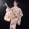 robe kimono japonaise traditionnelle avec obi pour femmes, geisha haori yukata, costume imprimé floral, robes aérées