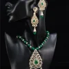 ensemble de bijoux de mariée faits à la main, perles rouges et vertes, robe arabe pour femmes, collier de perles d'imitation, boucles d'oreilles, accessoires