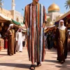 nouveaux hommes islam qamis robes rayées musulmanes à manches longues boutonné caftan arabe costume moyen orient dubaï abaya été homme vêtements