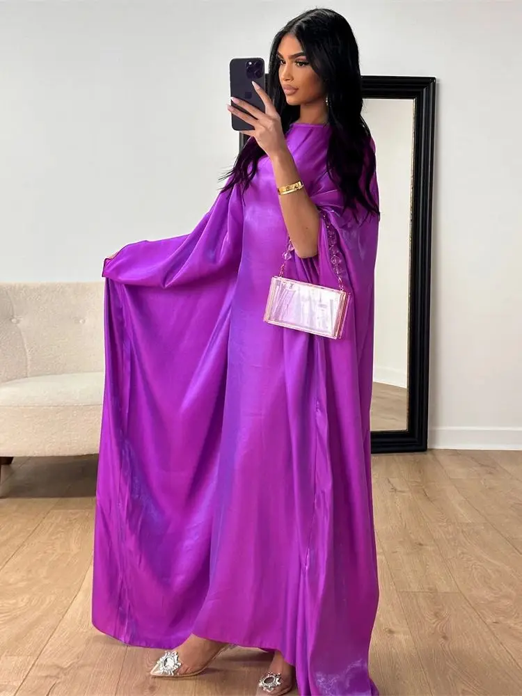 ramadan satin abaya islam musulman été manches chauve souris maxi robe kebaya abayas pour les femmes caftan robe musulmane femme robes