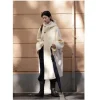 manteau mi long rétro à capuche pour femmes, tissu en laine à boucle très épais et ample, couches et portées, automne et hiver