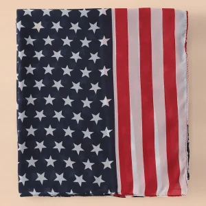 Écharpe coupe-vent en mousseline de soie pour femme, protection solaire, design étoile à cinq branches, sensation de fête de l&rsquo;indépendance américaine, classique