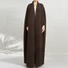 abaya musulman pour femmes manches chauve souris plissé dégradé cardigan trench coat 2025 automne dubaï abayas grande taille femmes manteau de luxe