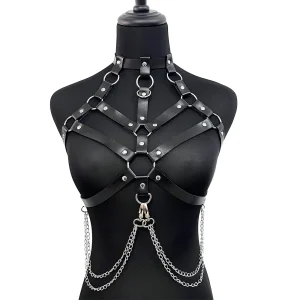 JOwith-Lingerie en cuir pour femme, Bondage poitrine, SFP, Sexy 7.0, décor de vêtements, sangle corset, environnement gothique, jarretière, ceinture sans-abri
