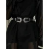 ceinture noire pour femmes, nouvelle collection personnalisée avec 2 boucles ardillon rétro argentées, design haut de gamme et tendance