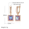 boucles d'oreilles en pierre de cristal dégradé carré pour femmes, bijoux dorés simples, pendentif géométrique, accessoires vintage brillants, 585