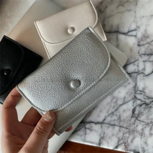 Élégant litchi Grain porte-monnaie pochette courte Ultra mince femmes court portefeuille fermeture éclair multi-fonction PU cuir porte-carte femmes